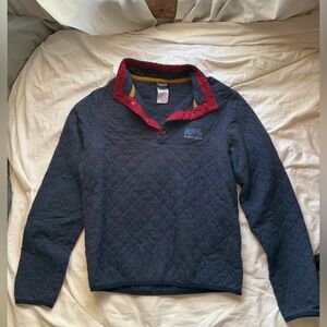 Patagonia quilted cotton snap tee pullover navy red men’s XS